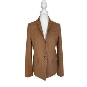 J Crew | Camel Brown Wool Blend Tailored Single Button Blazer | 6T